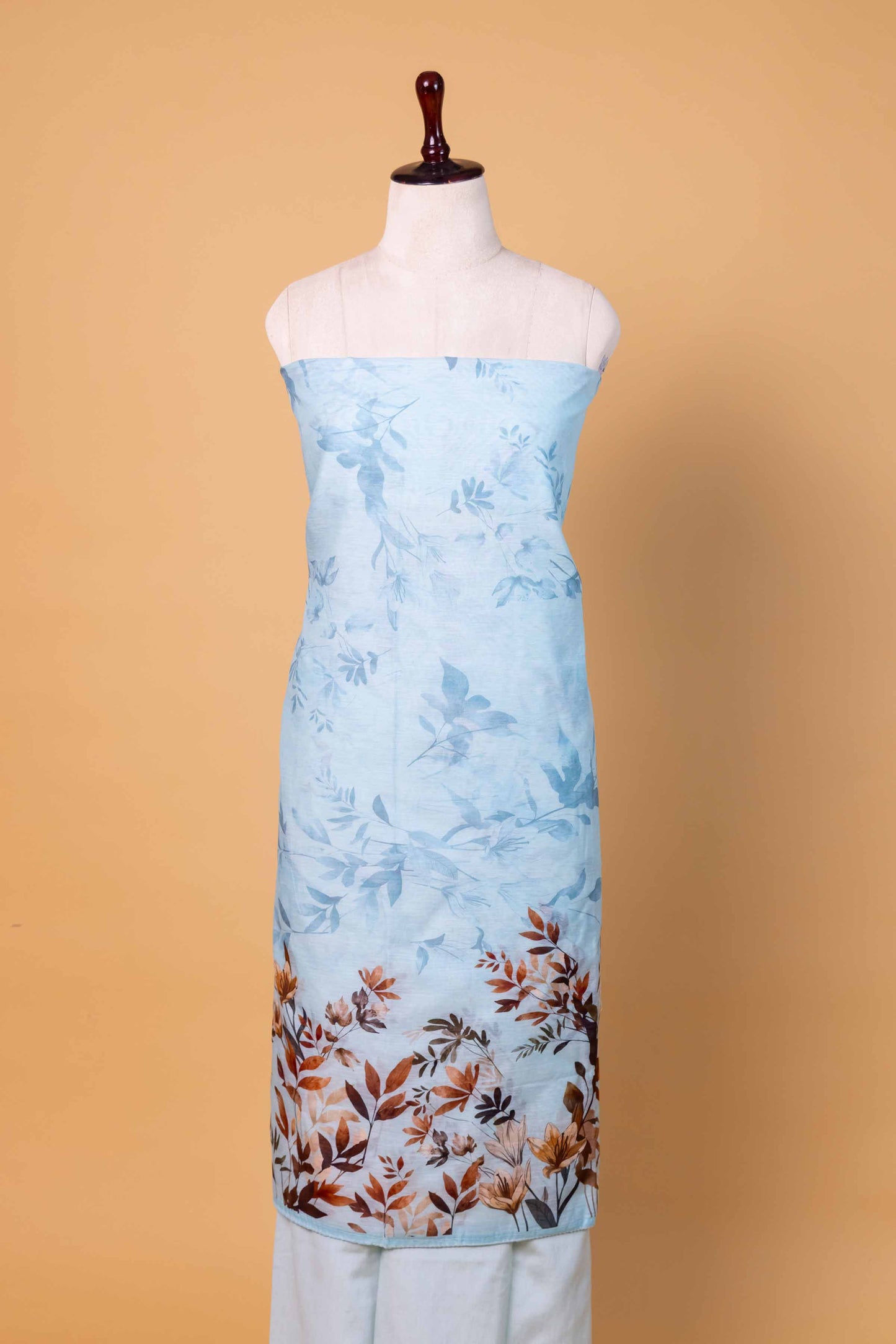 Sky Blue Floral Digital Print Chanderi Suit
