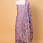 Grey Embroidered Mul Chanderi Suit