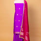 Purple Chiniya Silk Suit With Rani Lace Dupatta