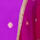 Purple Chiniya Silk Suit With Rani Lace Dupatta