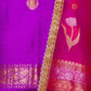 Purple Chiniya Silk Suit With Rani Lace Dupatta