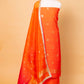 Saffron Chiniya Silk Suit With Shaded Lace Dupatta