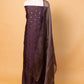 Brown Woven Chanderi Silk Suit With Stripe Dupatta