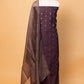 Brown Woven Chanderi Silk Suit With Stripe Dupatta