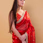 Red Pure Tissue Silk Saree With Embroidery Border