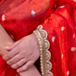 Red Pure Tissue Silk Saree With Embroidery Border