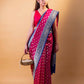 Pink & Blue Polka Dot Munga Khaddi Georgette Silk Saree