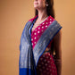 Pink & Blue Polka Dot Munga Khaddi Georgette Silk Saree