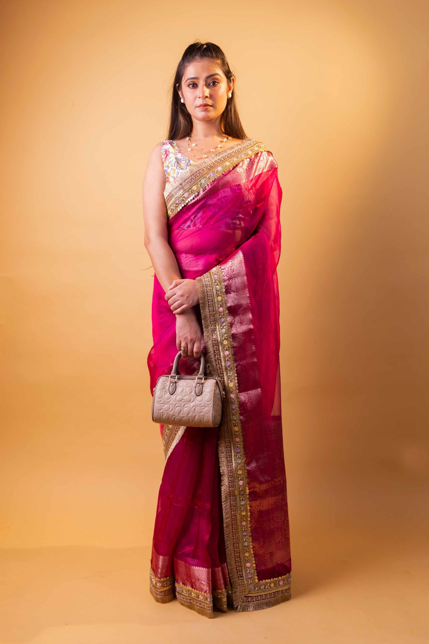 Rani Embellished Lace Pure Soft Tissue Silk Saree