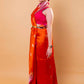 Orange & Rani Floral Raw Mango Silk Saree