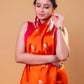 Orange & Rani Floral Raw Mango Silk Saree