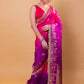 Rani & Purple Shaded Kadhua Organza Silk Saree With Embellished Border