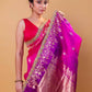 Rani & Purple Shaded Kadhua Organza Silk Saree With Embellished Border