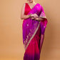 Rani & Purple Shaded Kadhua Organza Silk Saree With Embellished Border