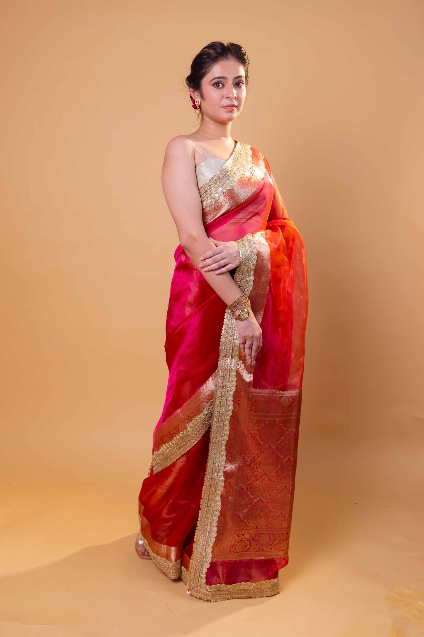 Rani Dhup Chav Embellished Lace Pure Soft Tissue Silk Saree