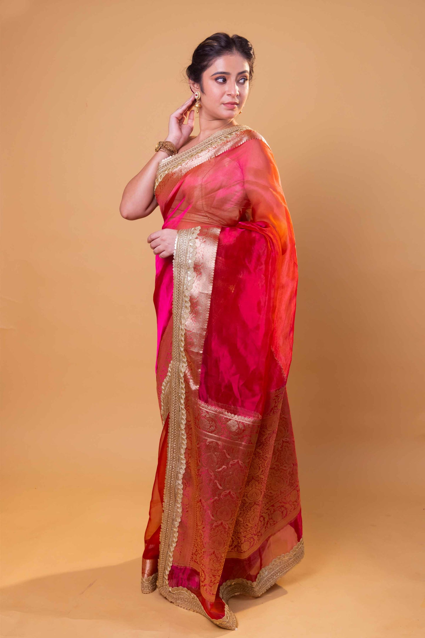 Rani Dhup Chav Embellished Lace Pure Soft Tissue Silk Saree