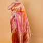 Orange & Rani Pure Tissue Silk Saree With Embroidery Border