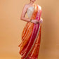 Orange & Rani Pure Tissue Silk Saree With Embroidery Border