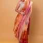 Orange & Rani Pure Tissue Silk Saree With Embroidery Border
