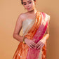 Orange & Rani Pure Tissue Silk Saree With Embroidery Border