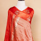Orange Bird Motif Russian Silk Saree