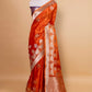 Orange Pichwai Weaving Fancy Silk Saree