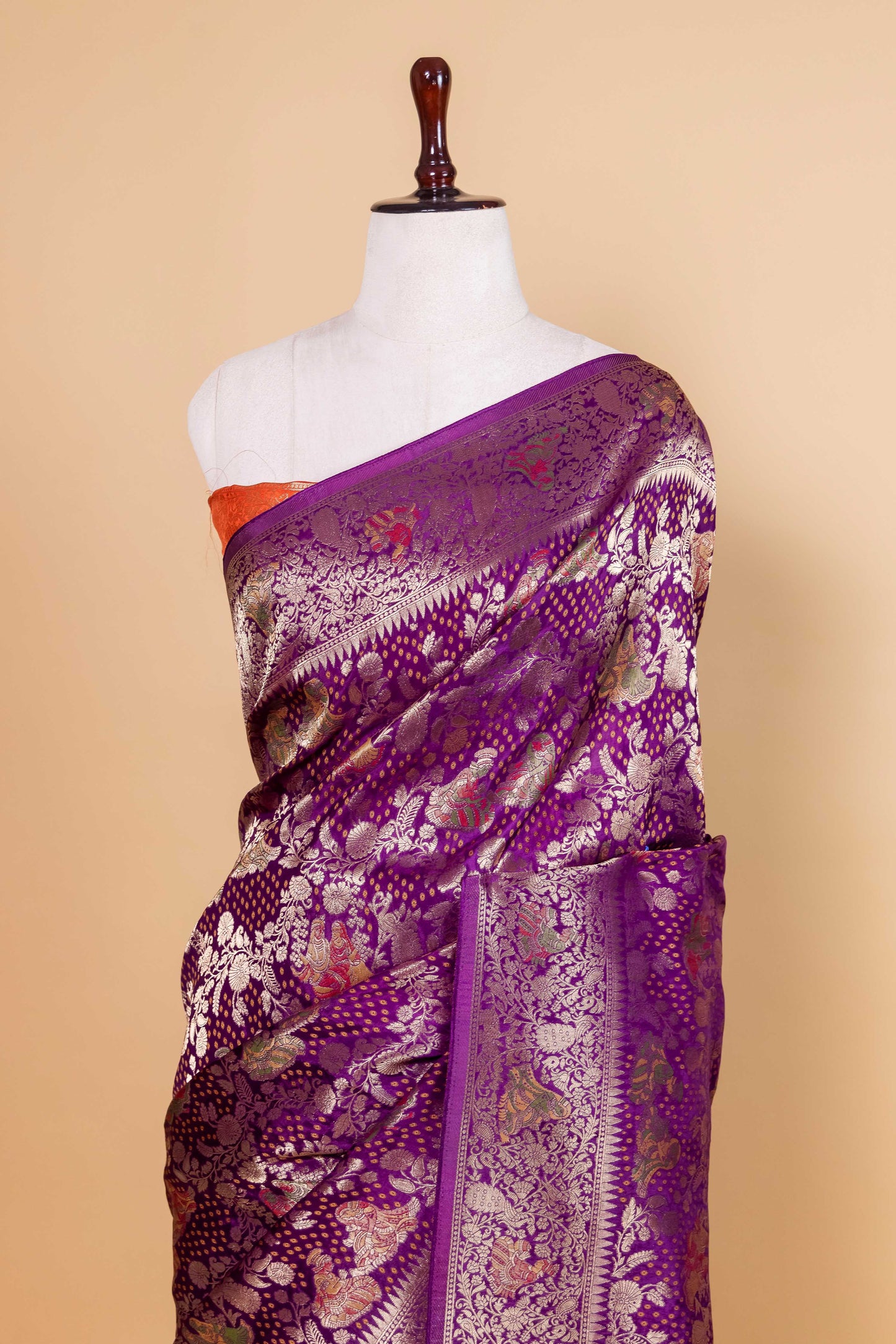 Purple Raja Rani Bandhani  Fancy Silk Saree