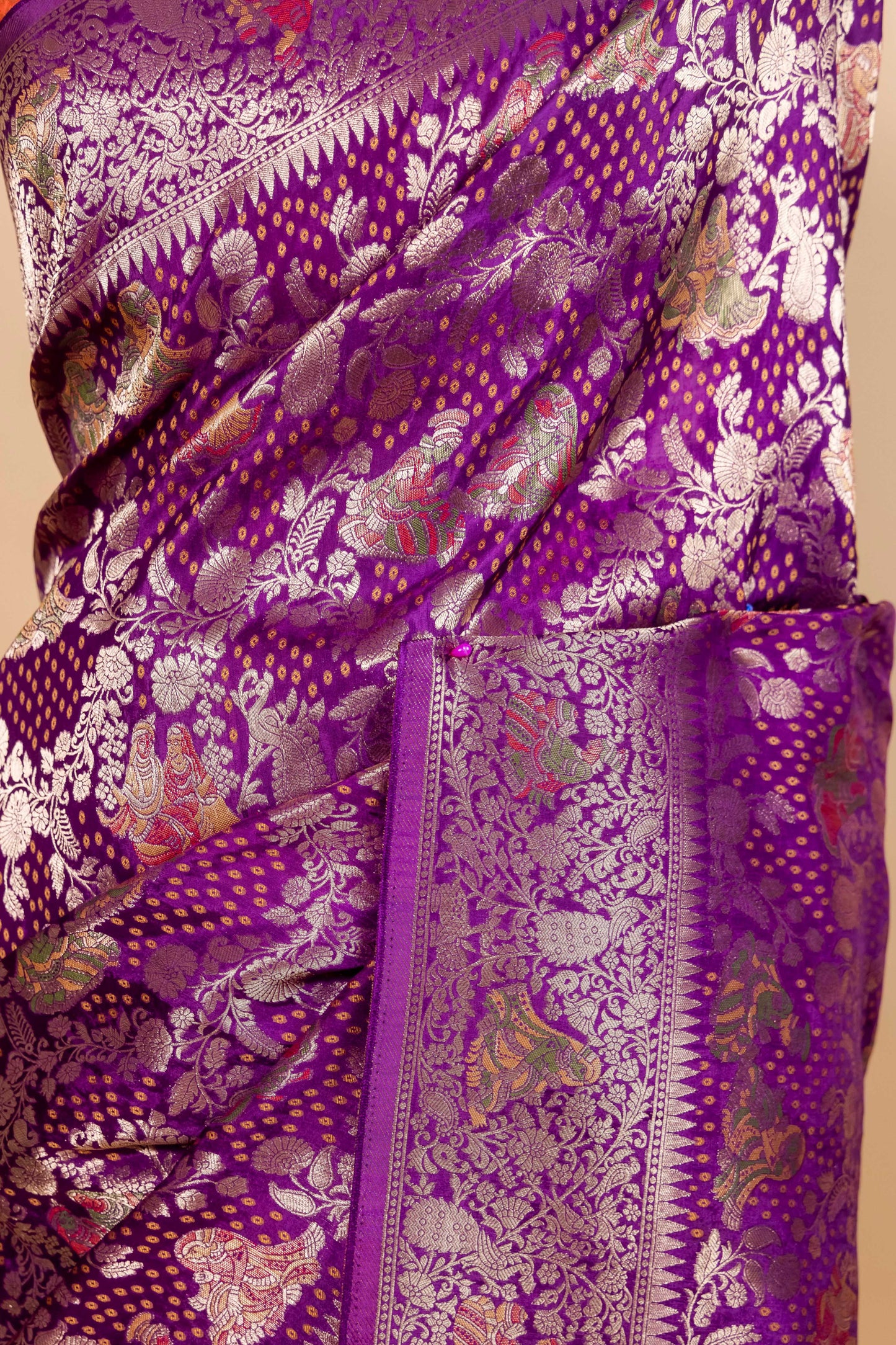 Purple Raja Rani Bandhani  Fancy Silk Saree