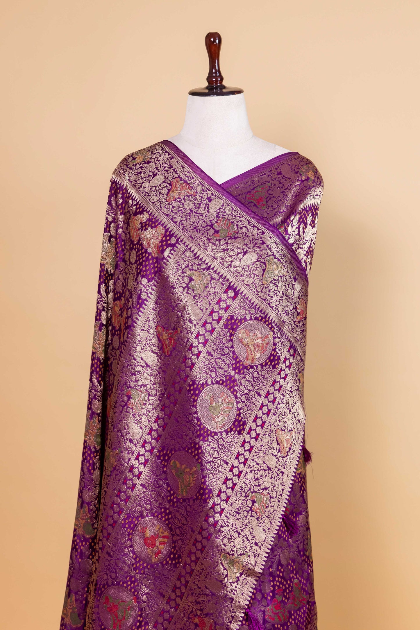 Purple Raja Rani Bandhani  Fancy Silk Saree