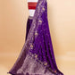 Purple Bird Motif Fancy Silk Saree