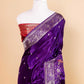 Purple Bird Motif Fancy Silk Saree