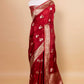 Red Duck Weaving Fancy Silk Saree