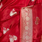 Red Duck Weaving Fancy Silk Saree