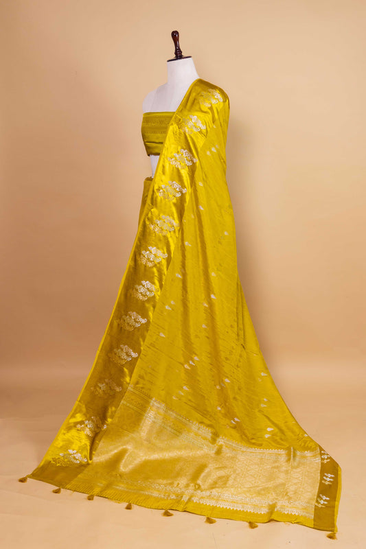 Olive Satin Border Russian Silk Saree