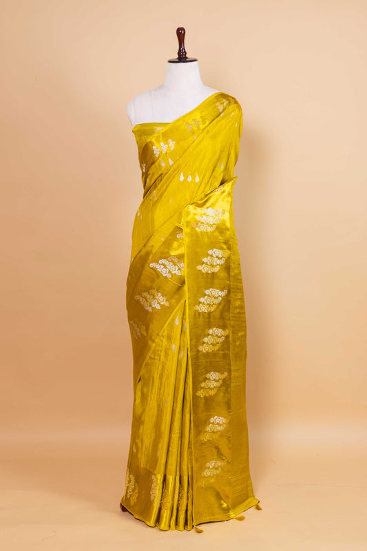 Olive Satin Border Russian Silk Saree