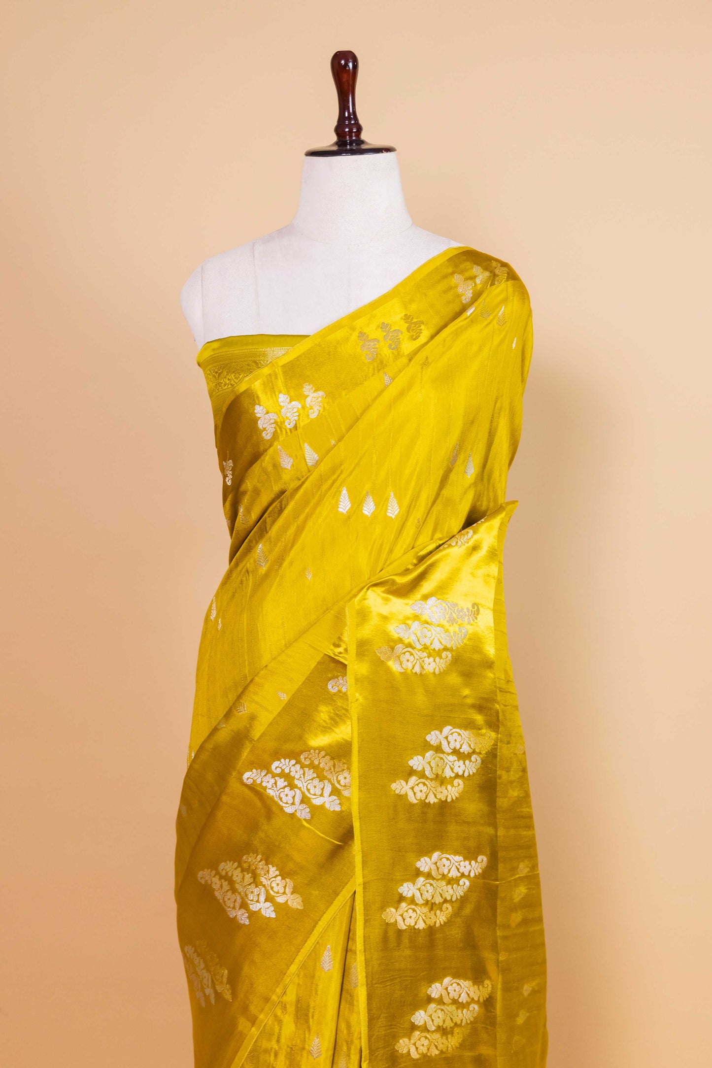 Olive Satin Border Russian Silk Saree