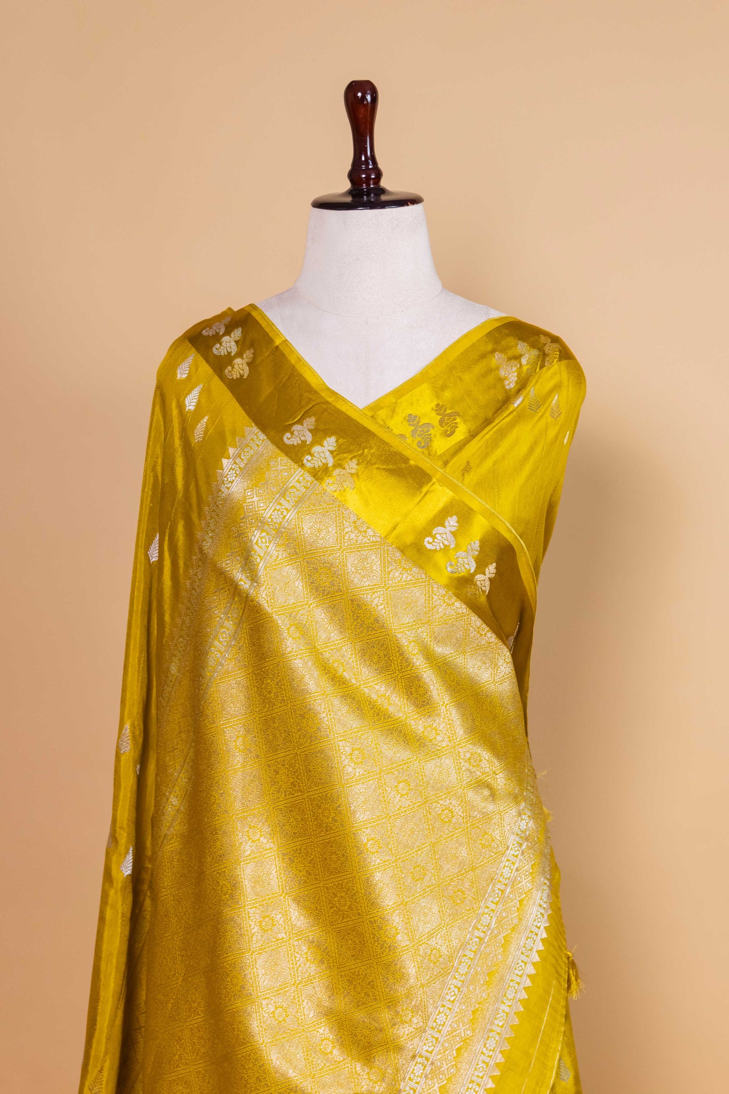 Olive Satin Border Russian Silk Saree