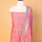 Flamingo Pink  Floral Weaving Chanderi Suit