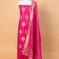 Hot Pink  Floral Weaving Chanderi Suit