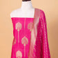 Hot Pink  Floral Weaving Chanderi Suit