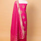 Hot Pink  Floral Weaving Chanderi Suit