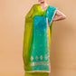 Pista Green Chiniya Silk Suit With Shaded Lace Dupatta