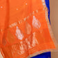 Royal Blue Chiniya Silk Suit With Orange Lace Dupatta