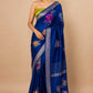 Midnight Blue Floral Weaving Silk Saree