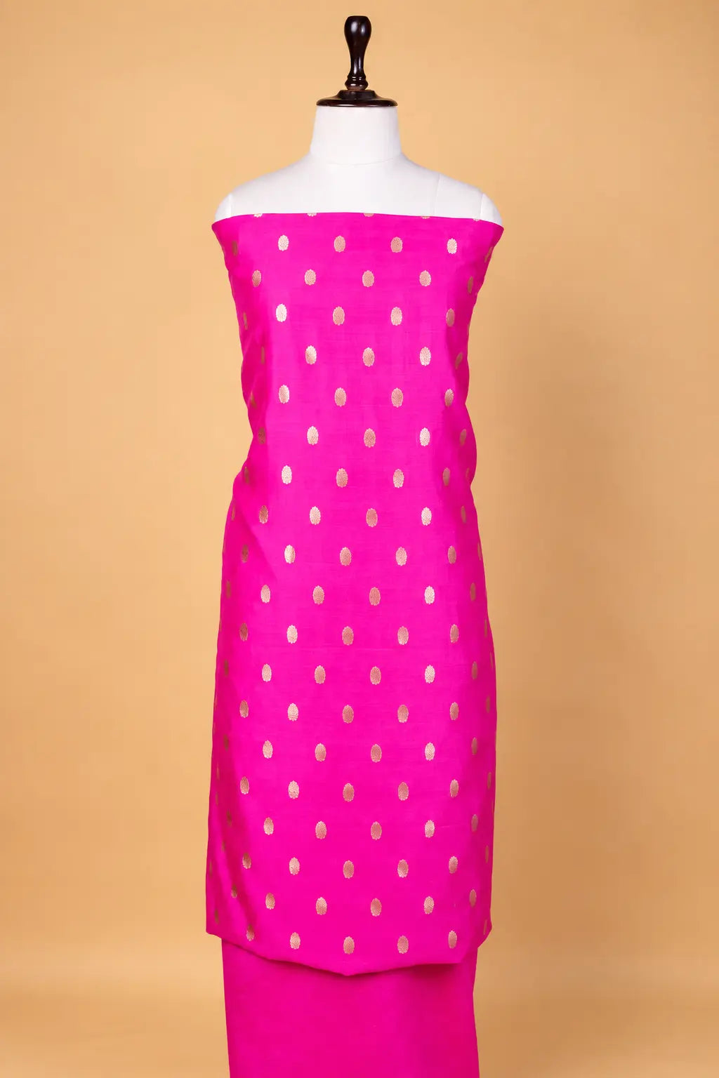 Rani Pink Handwoven Chiniya Silk Suit Set