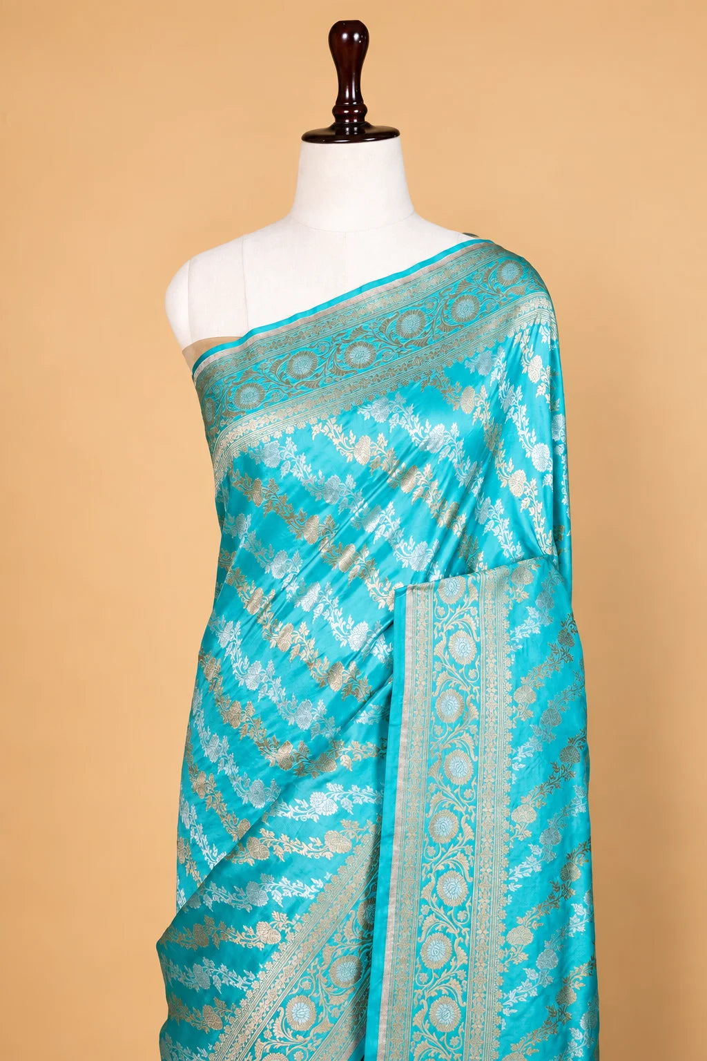 Firozi Blue Sona Rupa Ada Weaving Katan Silk Saree