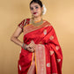 Cherry Red Sona Rupa Kadhua Katan Banarasi Silk Saree