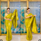 Lime Green Elephant Raw Mango Saree