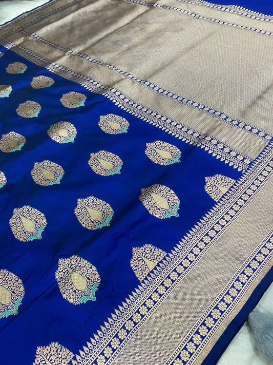 Nita Ambani Royal Blue Katan Silk Saree