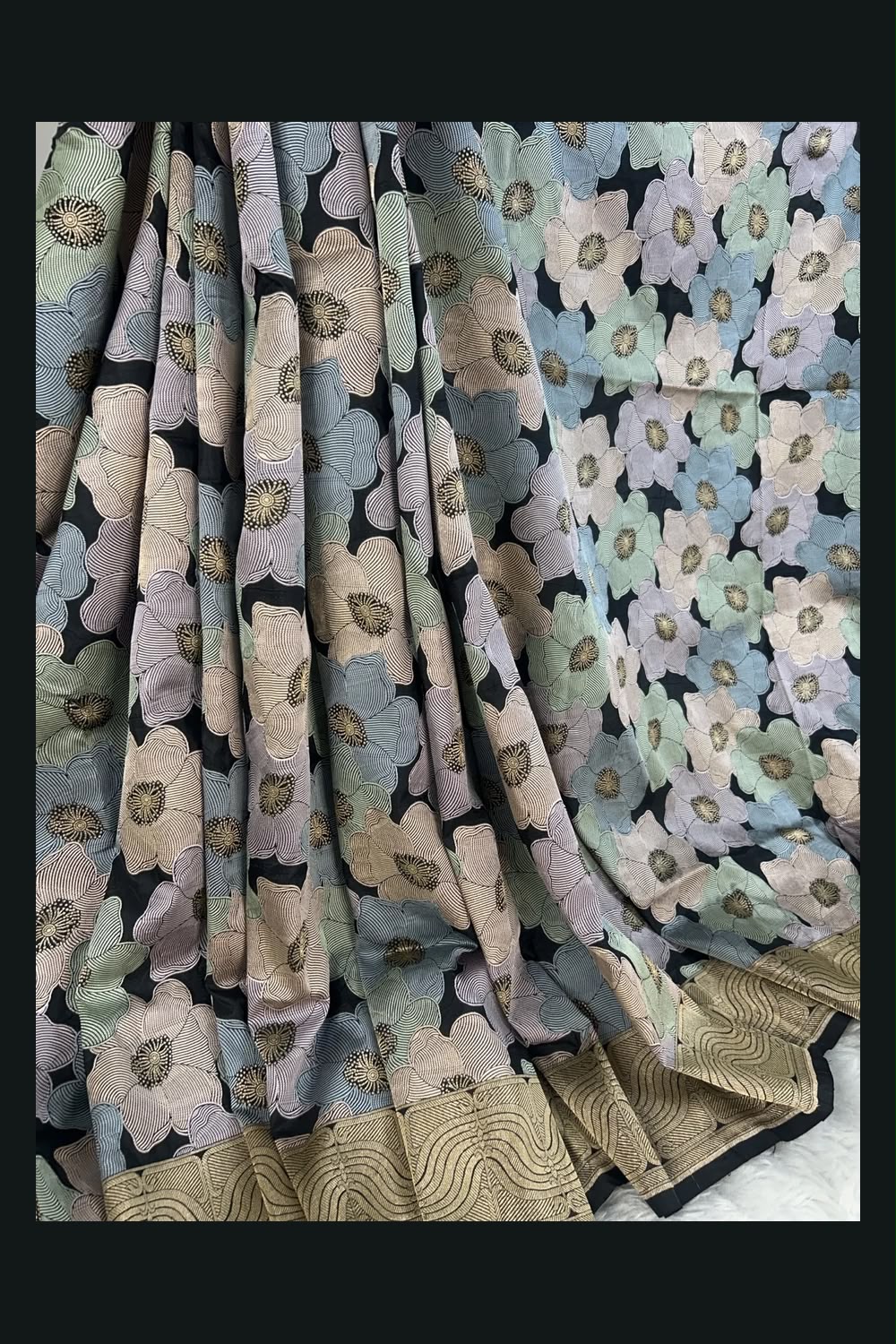Nita Ambani Inspired Multicolor Floral Katan Silk Saree